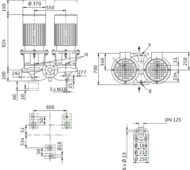 WILO Einstufigen Trockenläufer-Kreiselpumpe CronoTwin-DL 125/320-22/4 Art. 2120989