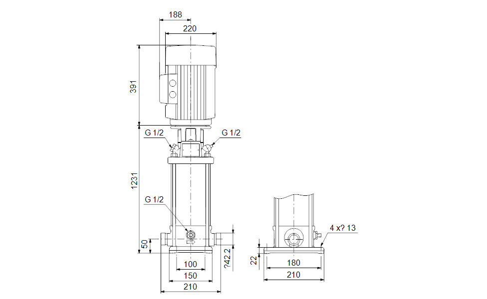 GRUNDFOS Mehrstufige Inlinepumpe CRNE 5-36 Art. 96518515