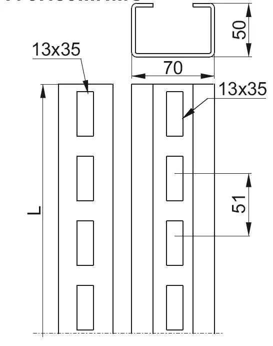 Baks U-Profil verstärkt CWT70H50/3.4NMC