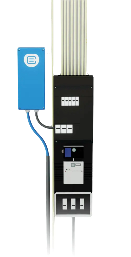 Blue Current Versteckter Ladestation 15m Schwarz Kabel 32A Typ 2