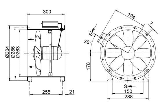 Maico Axialrohrventilator DZR 25/2 B Ex e Drehstrom, explosionsgeschützt, DN250