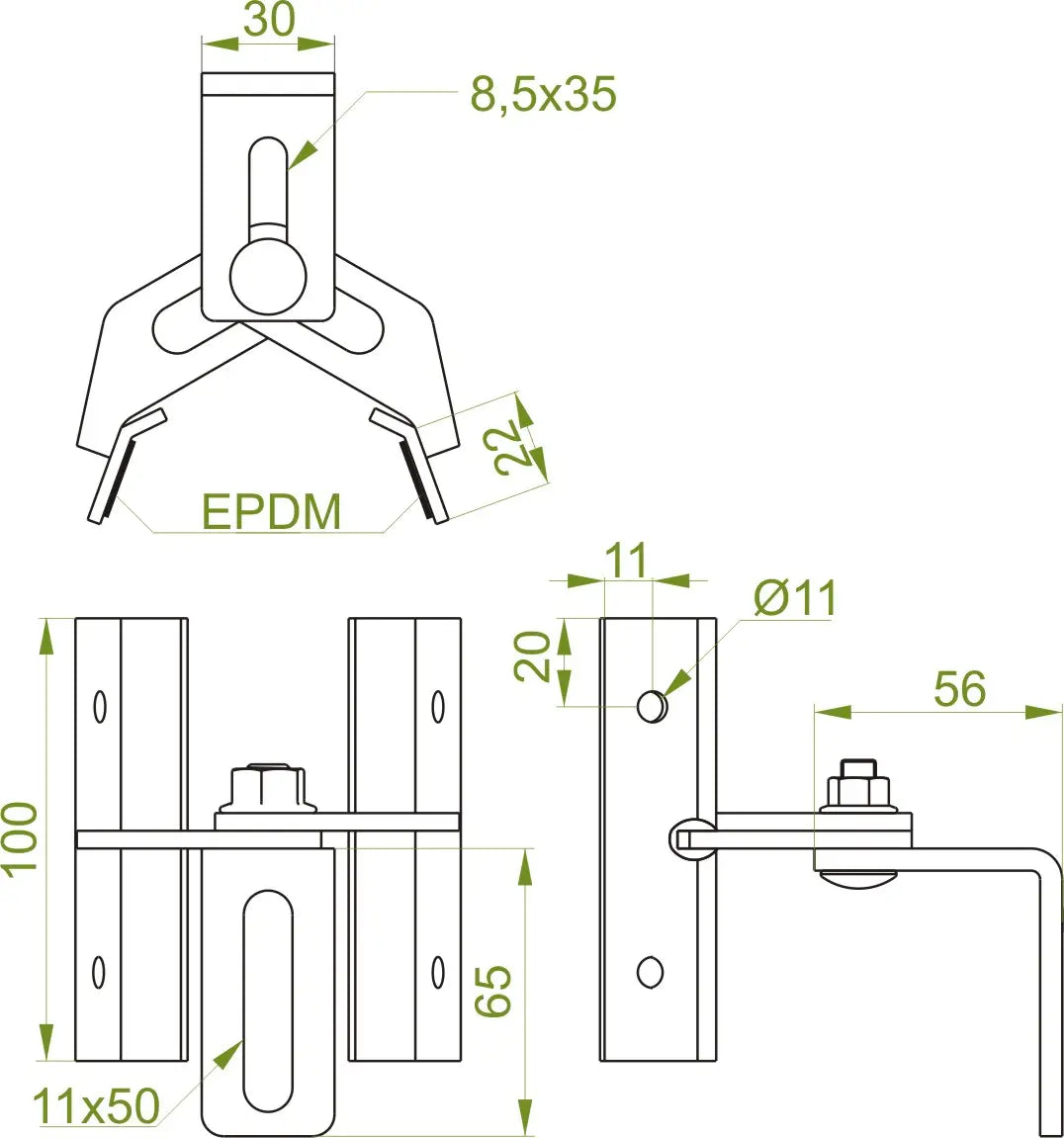 Baks Verstellbarer Halter für Trapezblech RUBTE